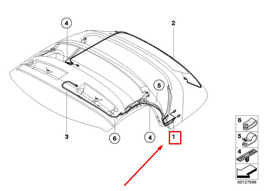 NEW BMW Z4 ROADSTER E85 CONVERTIBLE WIRING HARNESS 7043906 54347043906 ORIGINAL