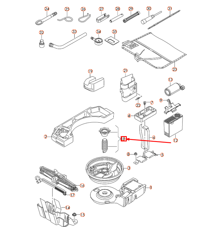NEW AUDI A3 8V SPARE WHEEL MOUNTING BOLT 5Q0803899 ORIGINAL