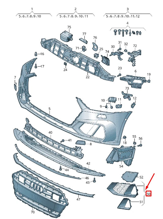 NEW AUDI A7 SPORTBACK 4K FRONT RIGHT AIR GUIDE GRILLE 4K8807648D3FZ ORIGINAL