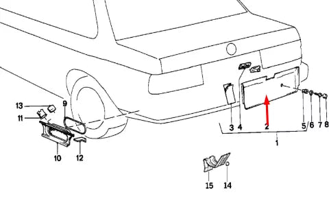 NEW BMW 3 E30 REAR BUMPER NUMBER PLATE COVER 51131888450 1888450 ORIGINAL