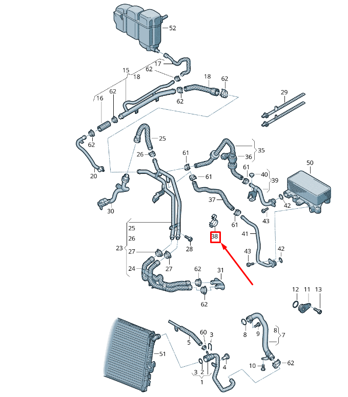 new vw touareg 7p mk2 coolant hose bracket n10767801 original