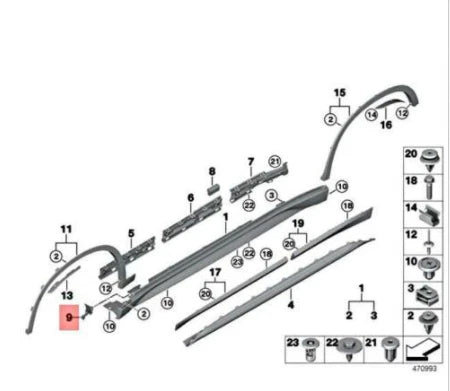 NEW BMW X1 F48 FRONT LEFT DOOR SILL WHEEL ARCH COVER MOUNT 51127332335 ORIGINAL