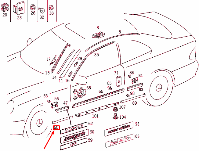 NEW MERCEDES-BENZ CLK C208 FRONT RIGHT FENDER BOTTOM STRIP A2056900862 ORIGINAL