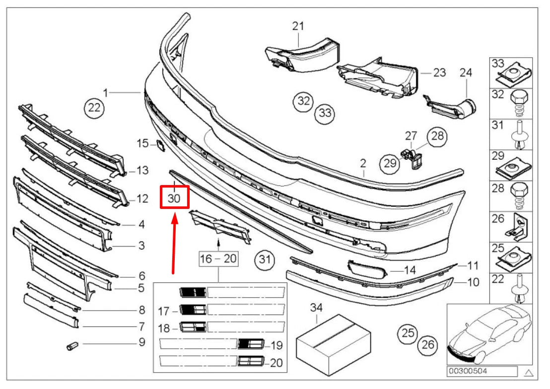 NEW BMW 5 E39 FRONT BUMPER LOWER LIP SPOILER 8216706 51118216706 ORIGINAL