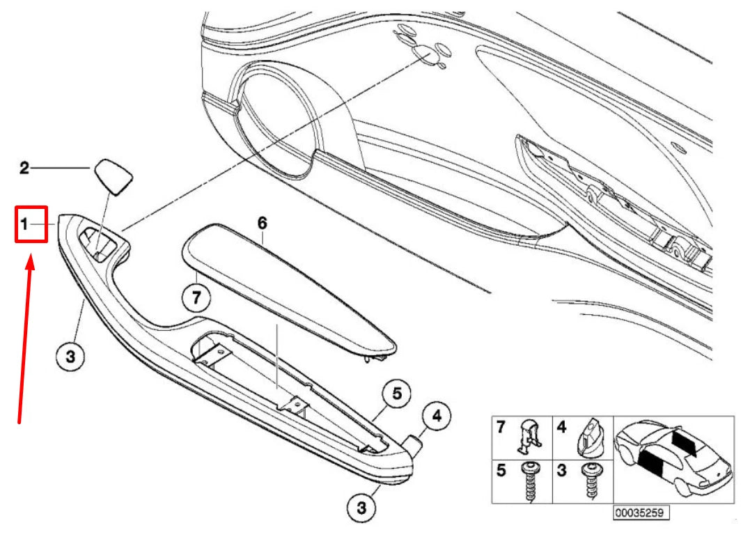 NEW BMW 3 E46 FRONT RIGHT DOOR ARMREST MATT CHROME 8259964 51418259964 ORIGINAL