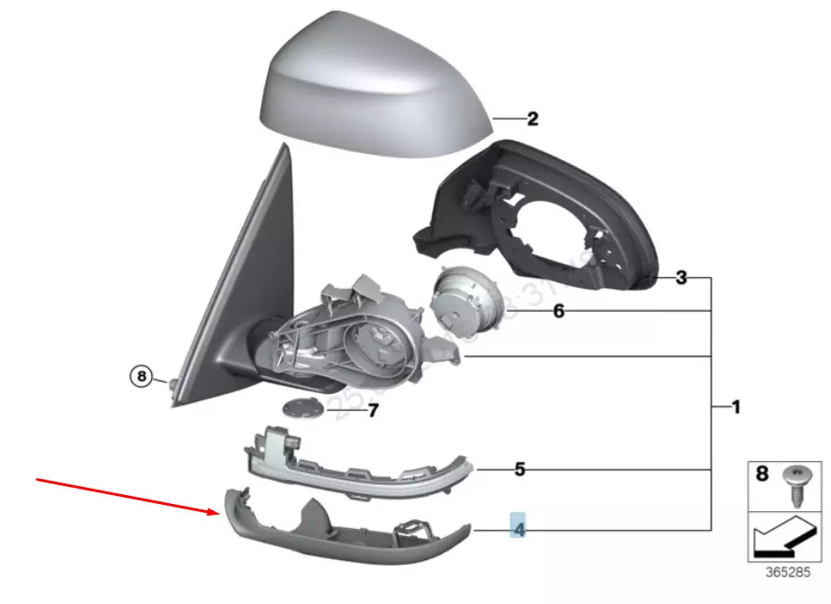 NEW BMW X3 F25 RIGHT WING MIRROR LOWER SECTION HOUSING 51167291202 2016 ORIGINAL