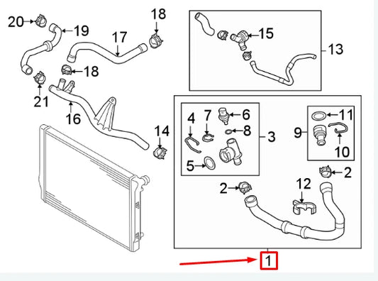 NEW VOLKSWAGEN GOLF MK7 RADIATOR LOWER HOSE 5Q0122051CT