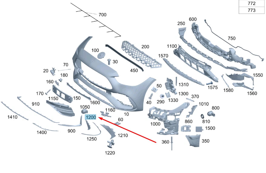 NEW MERCEDES-BENZ C W206 FRONT BUMPER RIGHT STRIP TRIM A2068853002 ORIGINAL