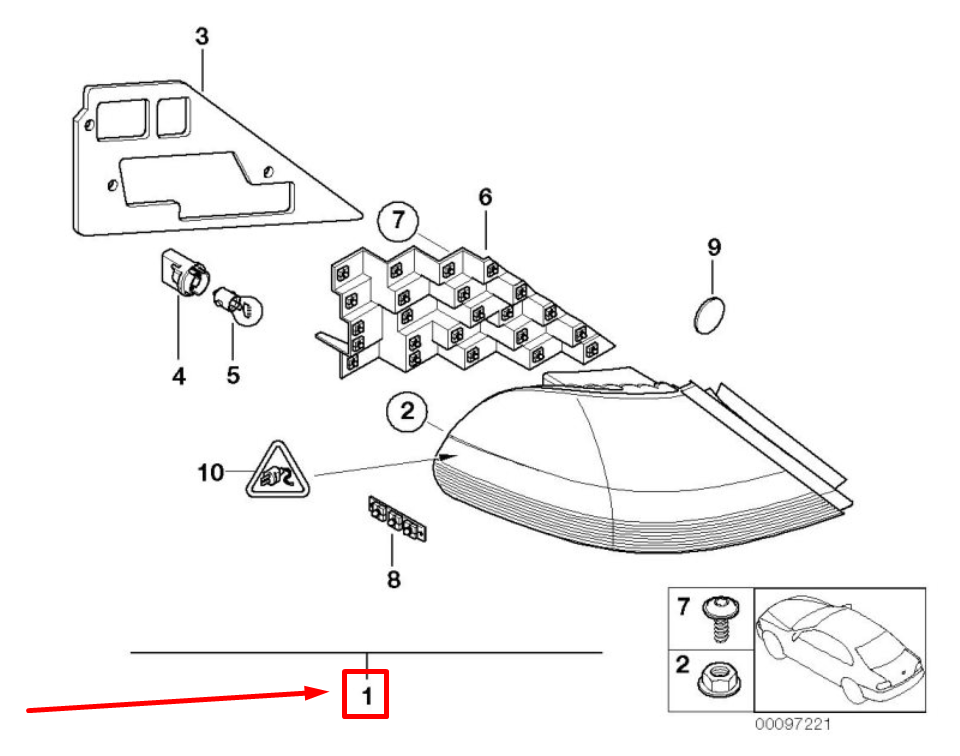 new bmw 7 e65, e66, e67 rear left taillight 7164739 63217164739 original