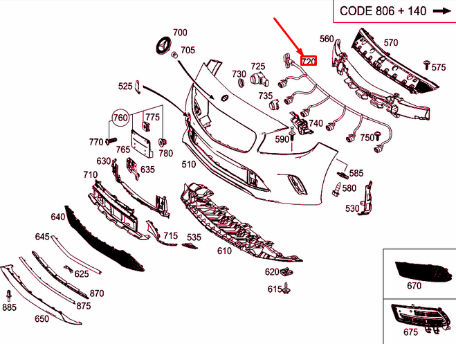 NEW MB A W176 FRONT BUMPER PDC WIRING HARNESS A1765401902 ORIGINAL