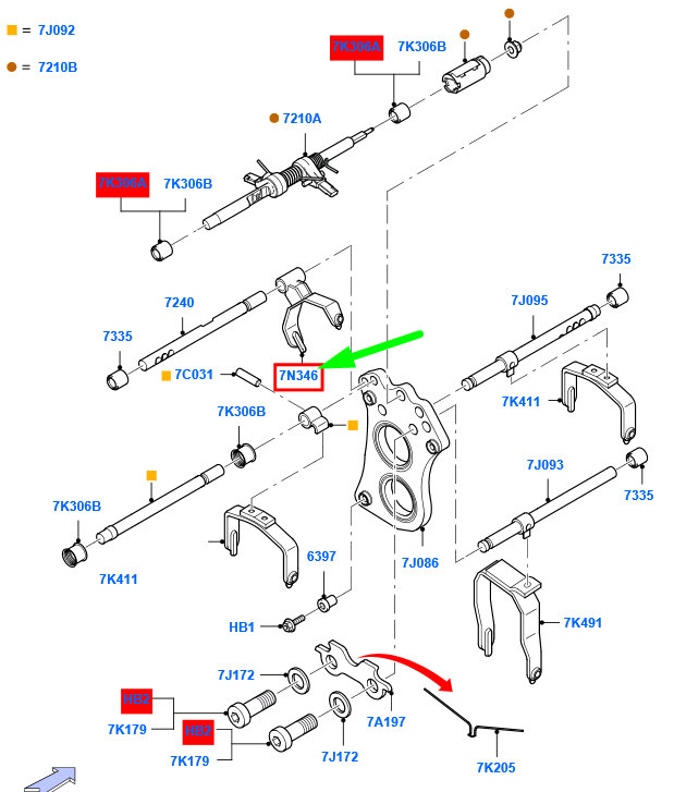 new ford ranger t6 mk1 1st and 2nd speed fork br3r-7n346-aa 1904575 original