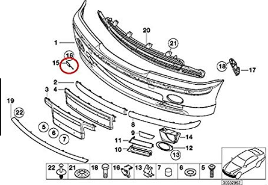new bmw 3 e46 front bumper tow hook eye cap cover 51118213685 original