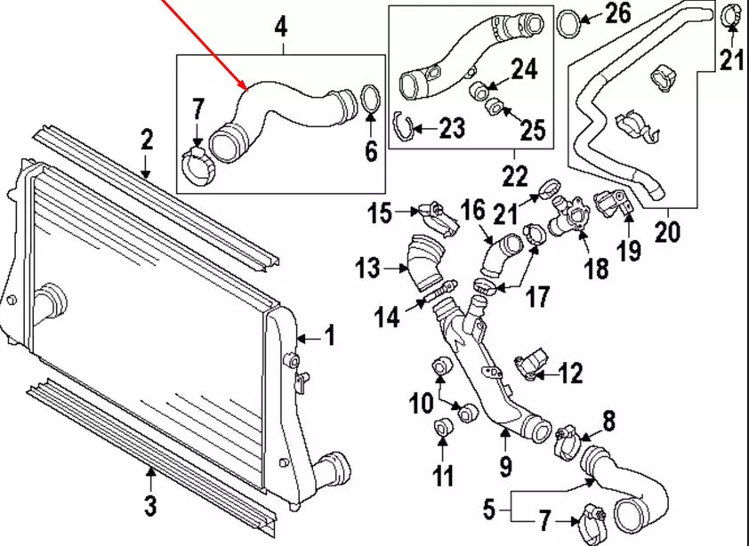 NEW AUDI A3 8P INTERCOOLER HOSE PIPE 1K0145832AE 2.0 PETROL ORIGINAL