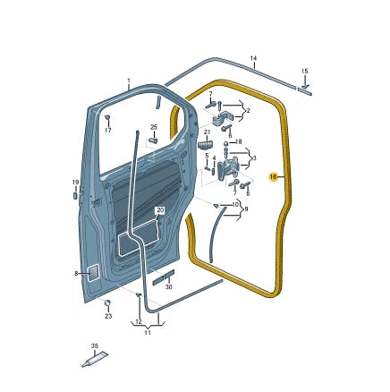NEW VW TRANSPORTER T6 FRONT LEFT DOOR OUTER SEAL RUBBER 7LA837911C