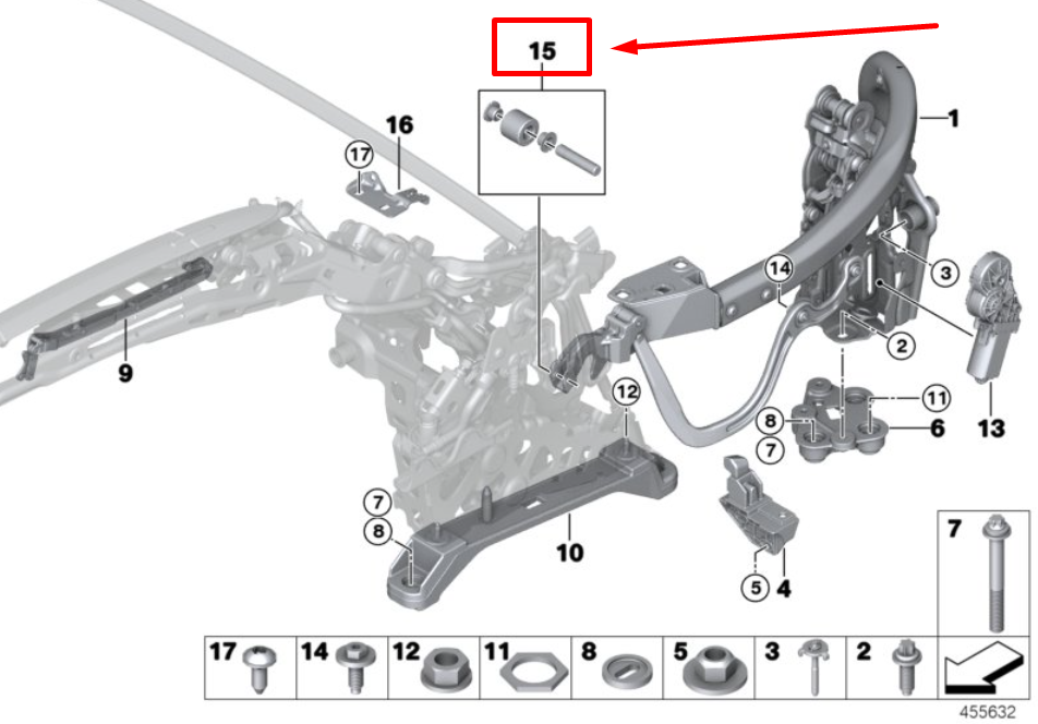 new bmw 4 f33, f83 rear end kinematics roll pin 7431093 54377431093 original