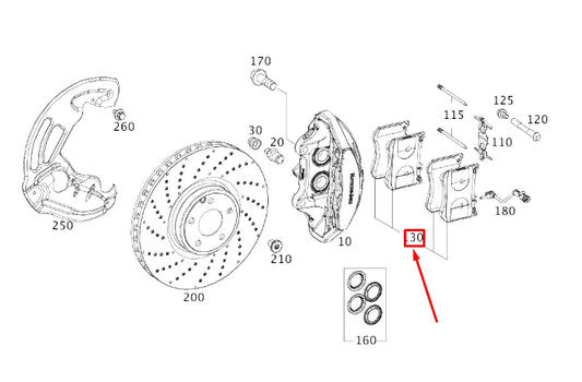 NEW MERCEDES-BENZ S W222 FRONT WHEEL BRAKE PAD SET A0004201006 ORIGINAL
