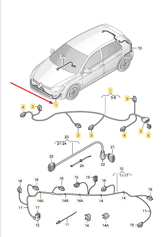 NEW VW GOLF VII FRONT BUMPER WIRING SET 5G0971095Q