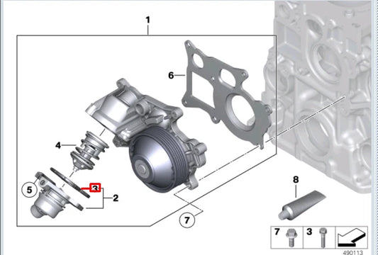 NEW BMW 1 F21 COOLANT PUMP PROFILE GSKET SEAL 11518577888 8577888 ORIGINAL