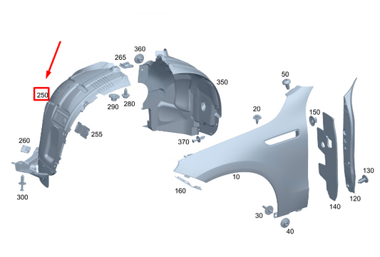 new mercedes-benz eqc front right arch liner front part a2936909800 original