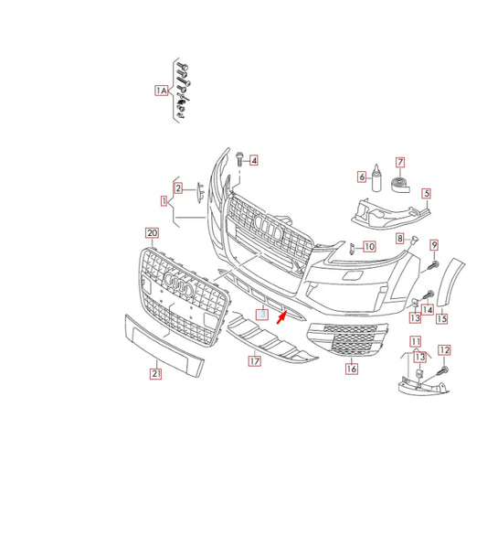 NEW AUDI Q7 4L FRONT BUMPER CENTRE LOWER GRILLE 4L0807683BT94 2015