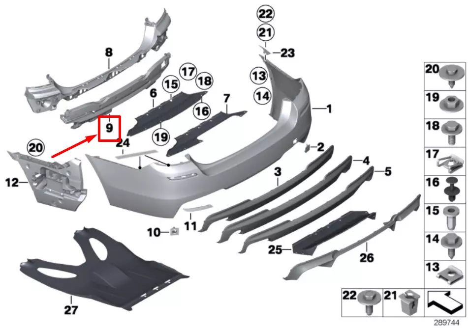 NEW BMW 5 F10 REAR BUMPER BRACKET ADAPTER 8053584 51128053584 ORIGINAL