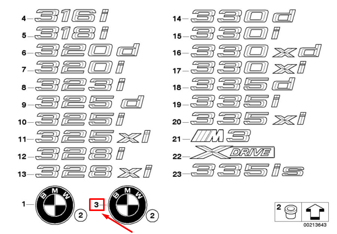 new bmw 3 coupe e92 rear trunk emblem 7146051 51147146051 original