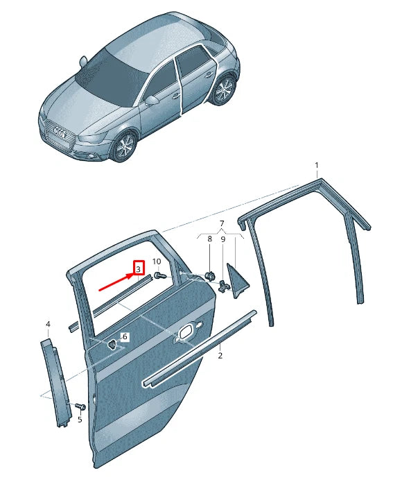NEW AUDI A1 MK1 REAR RIGHT INNER DOOR WINDOW APERTURE SEAL 8X4839480A ORIGINAL