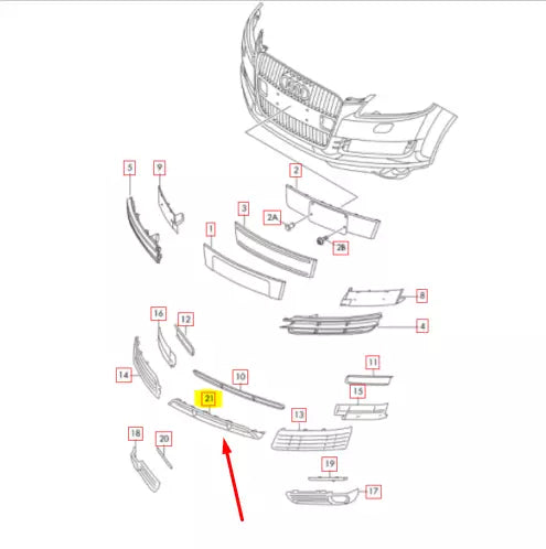 NEW AUDI Q7 4L SATIN BLACK FRONT LOWER BUMPER BAR GRILLE 4L080768301C ORIGINAL