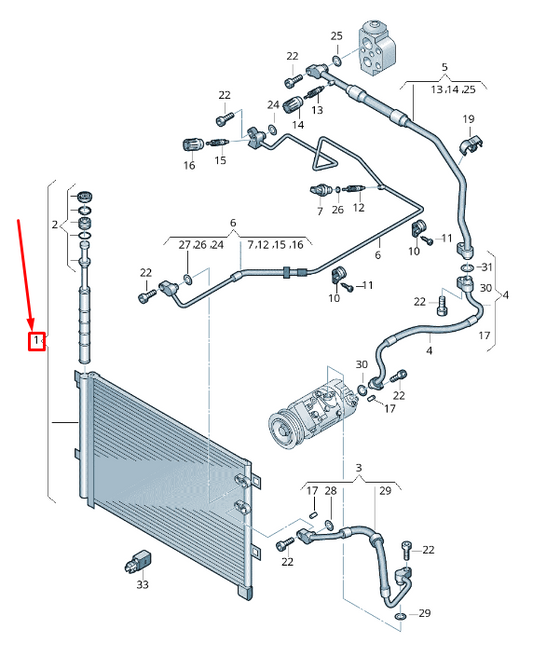 new vw amarok 2h a/c condenser with fluid reservoir 2h0820411d original
