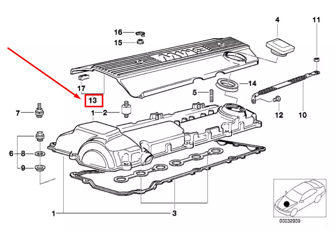 NEW BMW 5 E39 ENGINE COVER 1748633 11121748633 ORIGINAL