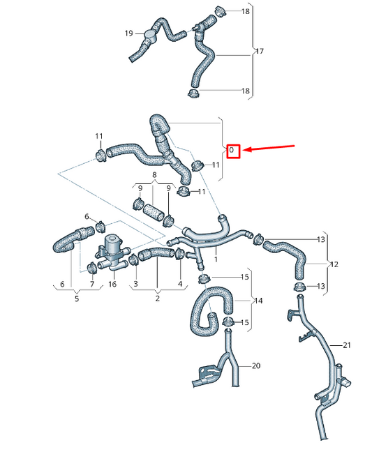 NEW VW TRANSPORTER VI T6 COOLANT HOSE 7E0122157DE ORIGINAL