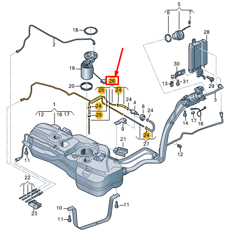 new vw caddy mk4 sb fuel line 5r3201361d original