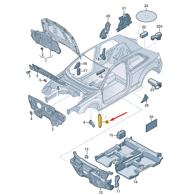NEW AUDI A3 8V FRONT LEFT FENDER INSULATION 8V5864235 ORIGINAL