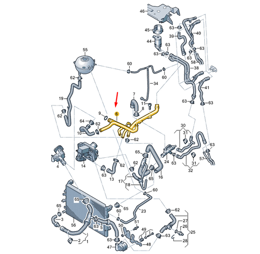 new vw transporter vi t6 coolant hose 03l121064g original