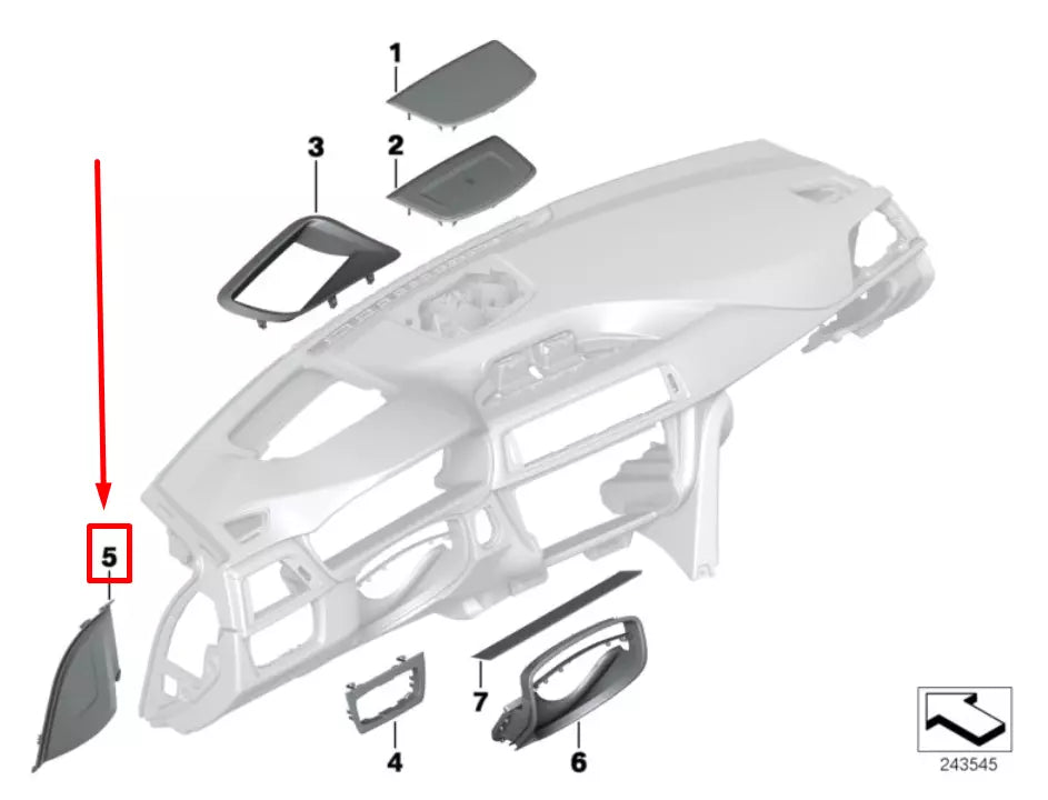 NEW BMW 3 F30, F80 RIGHT DASHBOARD TRIM 51459231221 9231221 ORIGINAL