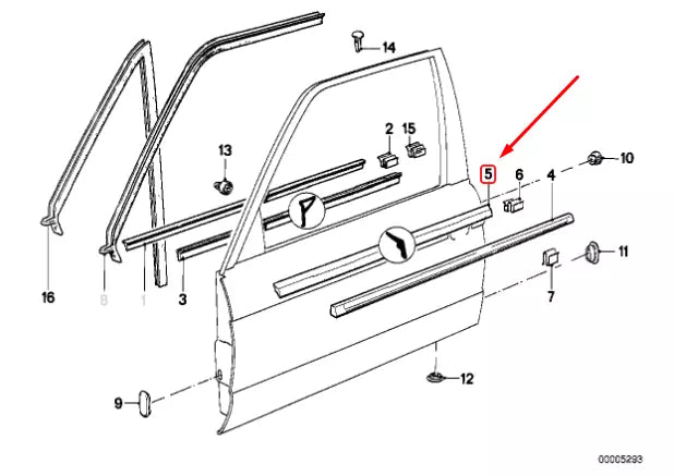 NEW BMW 3 CONVERTIBLE E30 FRONT RIGHT DOOR WEATHERSTRIP 51321924754 ORIGINAL