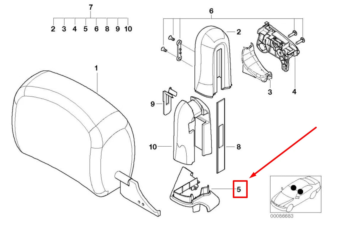 NEW BMW 3 E46 FRONT LEFT SEAT OUTER COVERING 8267423 52108267423 ORIGINAL