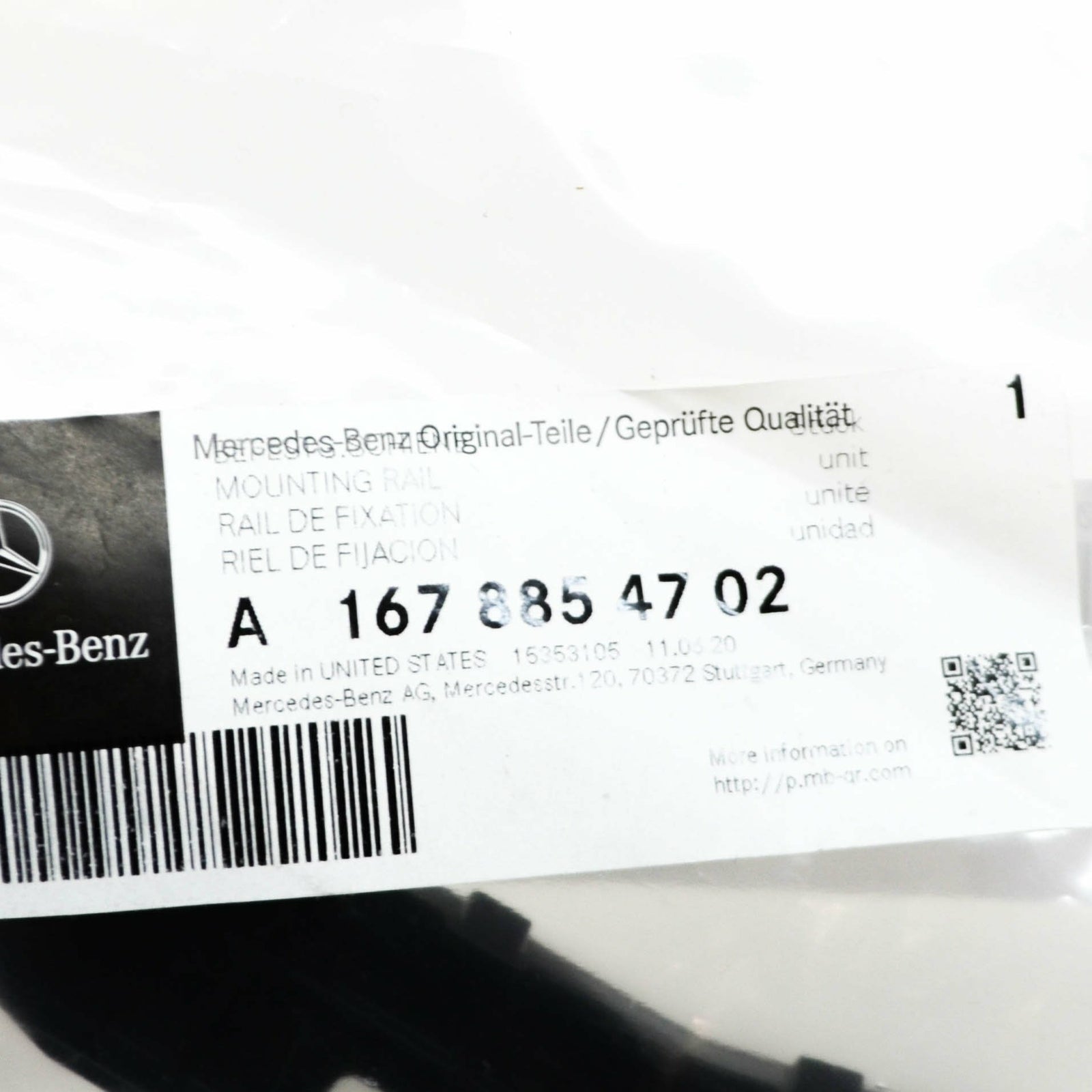 NEW MB GLS X167 FRONT LEFT BUMPER WHEEL ARCH MOUNTING RAIL A1678854702 ORIGINAL