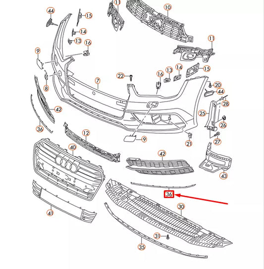 NEW AUDI A7 SPORTBACK 4G8 FRONT BUMPER LEFT STRIP 4G8807967J ORIGINAL