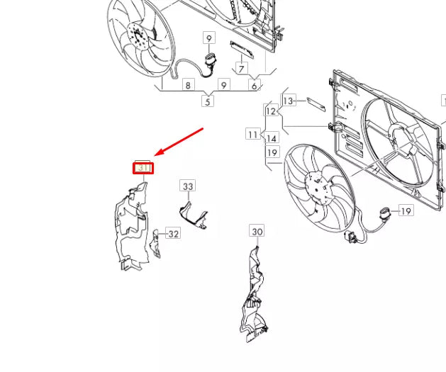 NEW AUDI Q2 RADIATOR FAN RIGHT AIR GUIDE 81A121284B ORIGINAL