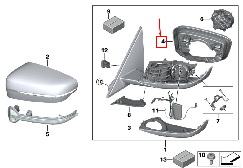new bmw 3 g20 right mirror supporting ring 51167498194 original