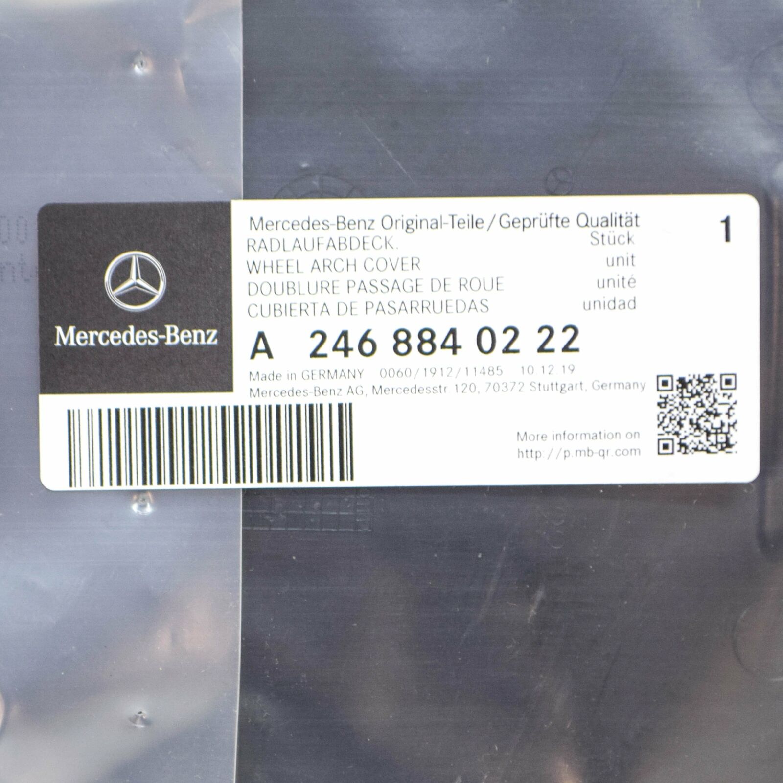 NEW MERCEDES BENZ B W246 FRONT WHEEL ARCH PLASTIC COVER A2468840222 ORIGINAL