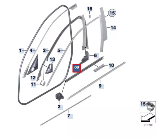 NEW BMW 5 F10 FRONT LEFT DOOR WINDOW STRIP 51337182277 7182277 ORIGINAL