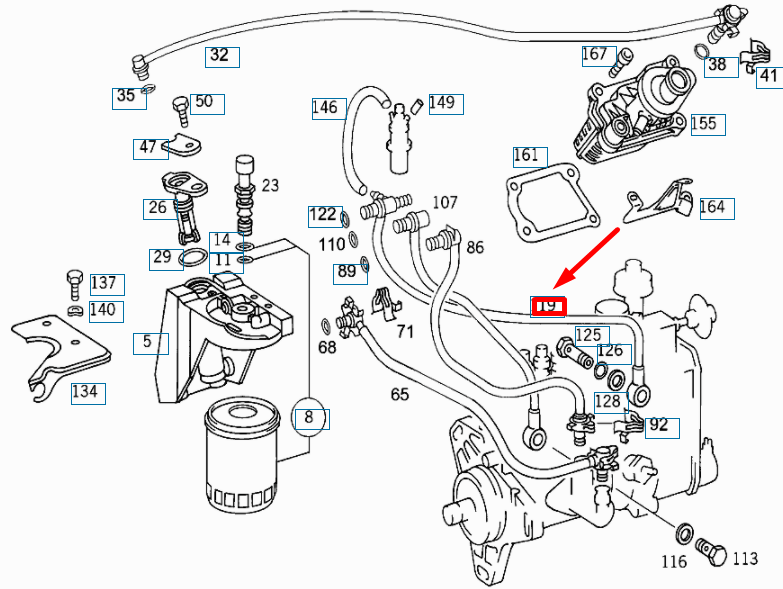 NEW MERCEDES-BENZ C W202 INJECTION PUMP TO FUEL FILTER LINE A6050701232 ORIGINAL