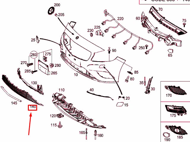 NEW MERCEDES-BENZ A W176 FRONT BUMPER LOWER GRILLE A1768850022 ORIGINAL