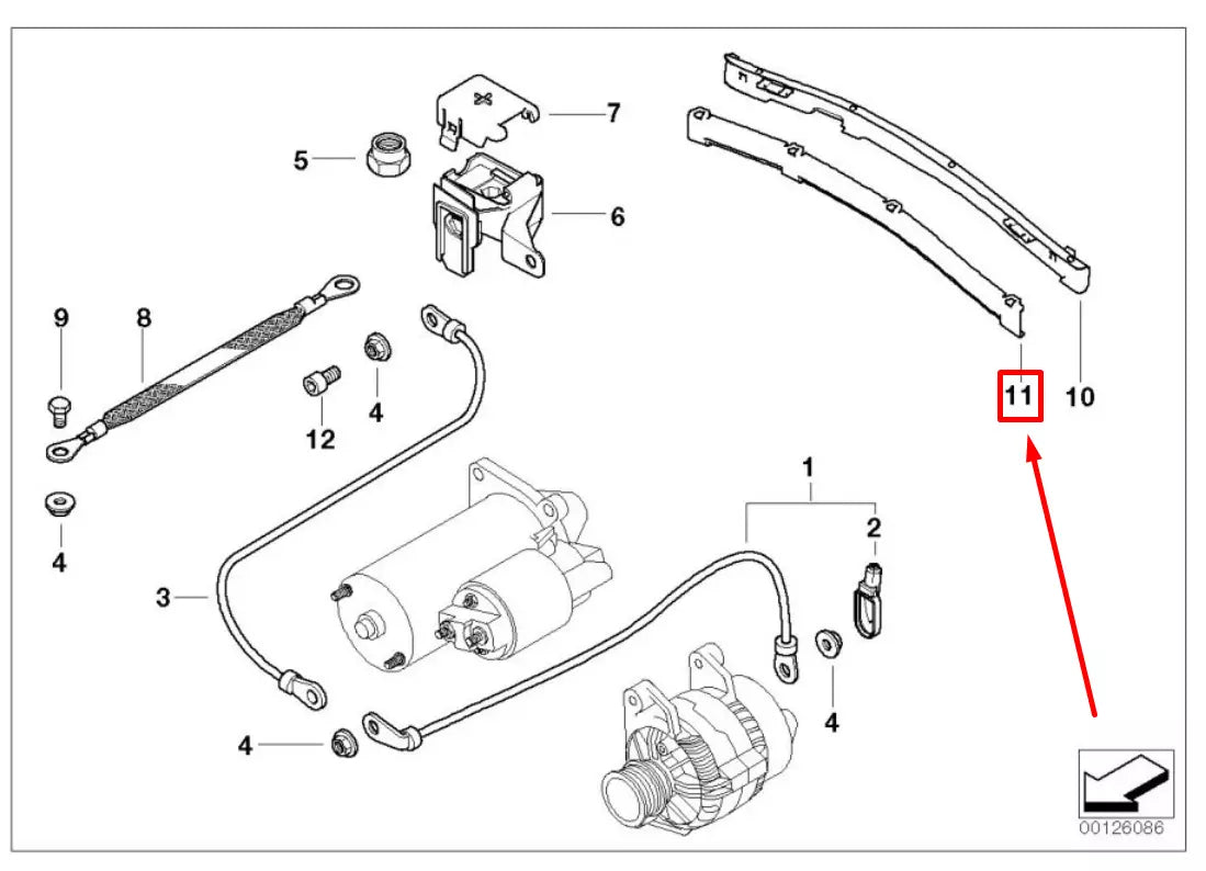 NEW BMW 3 E46 UPPER ENGINE BATTERY CABLE GUIDE 12521436340 1436340 ORIGINAL