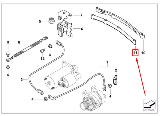 NEW BMW 3 E46 UPPER ENGINE BATTERY CABLE GUIDE 12521436340 1436340 ORIGINAL