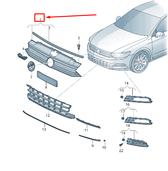 new vw passat b8 3g radiator grille 3g0853651t bkz 3g0853651tbkz original