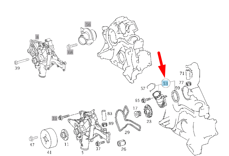 NEW MERCEDES-BENZ SLK R171 ENGINE COOLANT THERMOSTAT HOUSING A1132030375