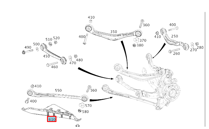 NEW MERCEDES-BENZ S W222 REAR LEFT THRUST ARM A2223520191 ORIGINAL